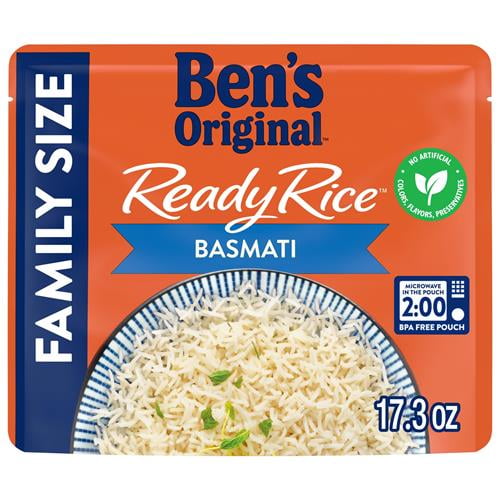 Bens Original Ready Rice Basmati Family Size, Easy Dinner Side, 17.3 Oz Pouch - Pack of 2