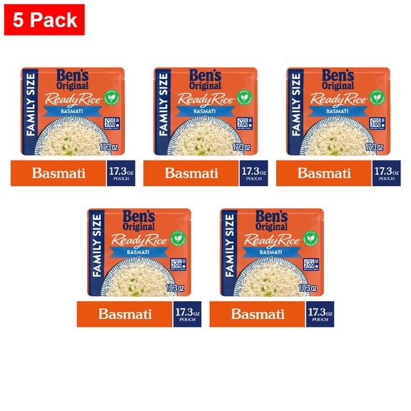 Bens Original Ready Rice Basmati Rice, Easy Dinner Side, 17.3 oz Pouch 17.3 oz - 5 Pack