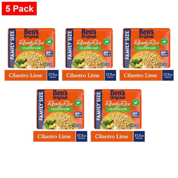 Bens Original Ready Rice Cilantro Lime Flavored Family Size Rice, Easy Dinner Side, 17.3 oz Pouch 17.3 oz - 5 Pack