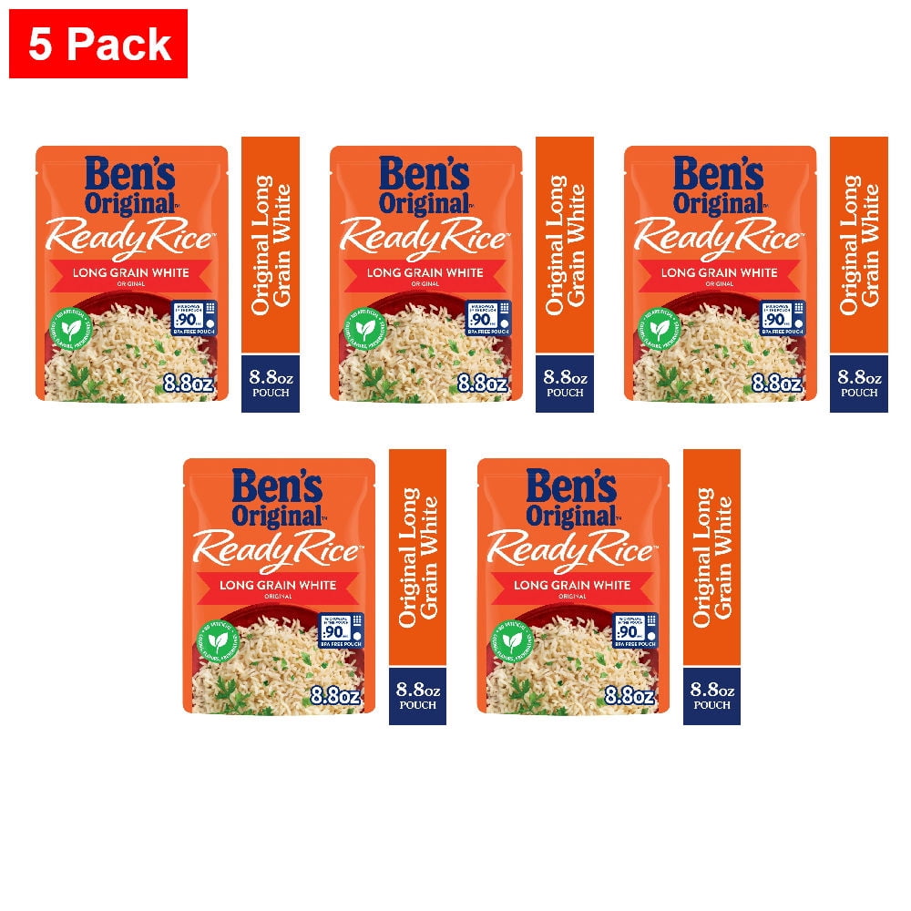 Bens Original Ready Rice Original Long Grain White Rice, Easy Dinner Side, 8.8 oz Pouch 8.8 oz - 5 Pack