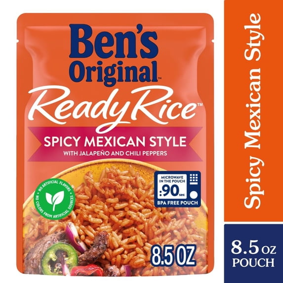 Bens Original Ready Rice Spicy Mexican Style Flavored Rice, Easy Dinner Side, 8.5 oz Pouch - Pack of 3
