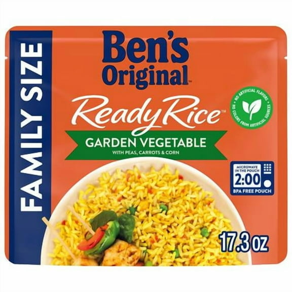 Bens Original Ready Rice Vegetable Medley Family Size, Easy Dinner Side, 17.3 Oz Pouch
