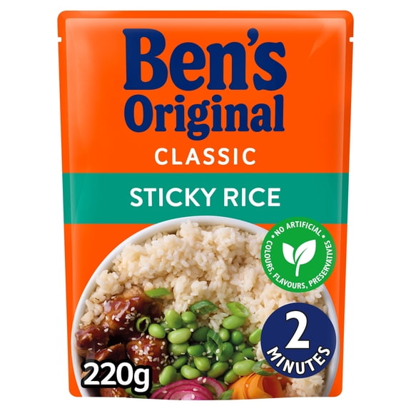 Bens Original Sticky Rice Microwave Rice 220g, Imported from Britain
