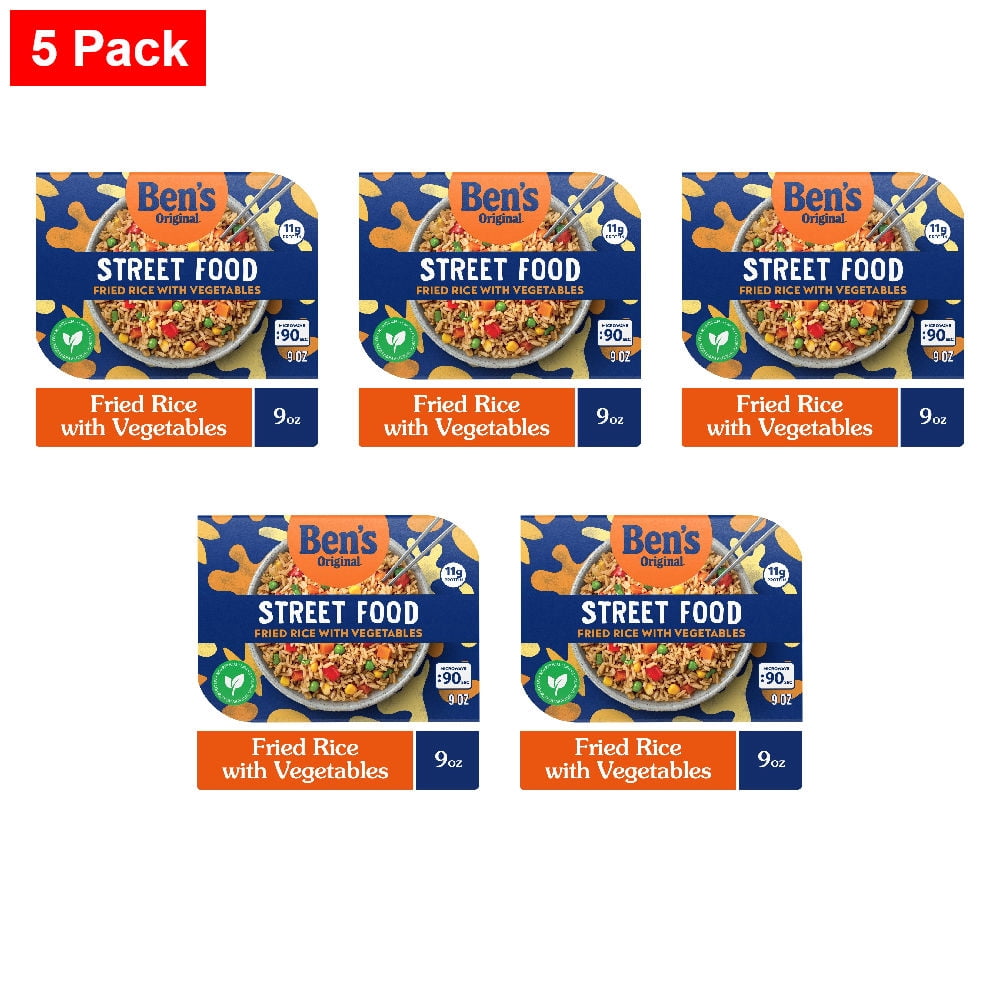 Bens Original Street Food Fried Rice With Vegetables Prepared Entrée Microwave In 90 Seconds 9 oz - 5 Pack