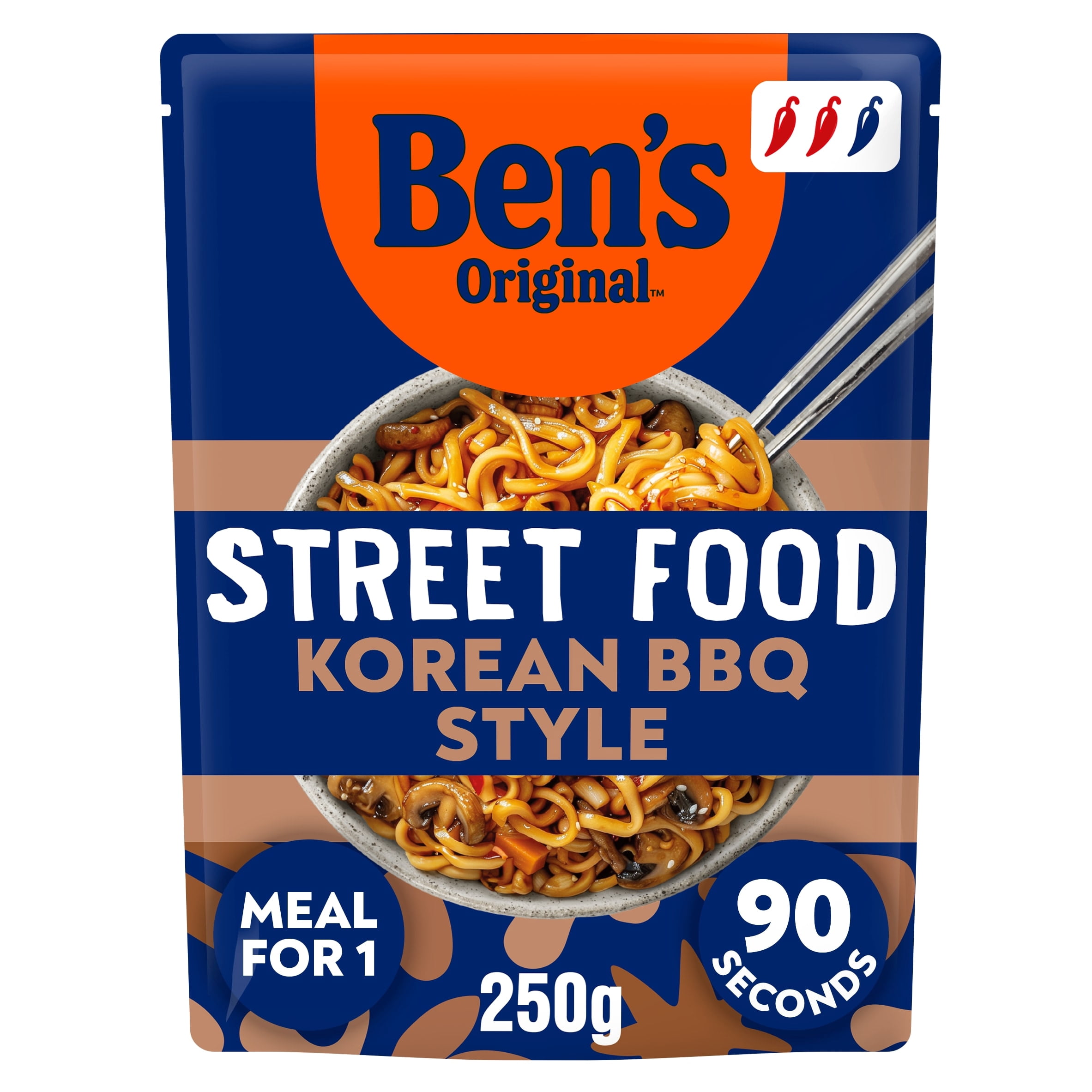 Bens Original Street Food Korean BBQ Microwave Instant Noodles Ready Meal 250g, Imported from Britain