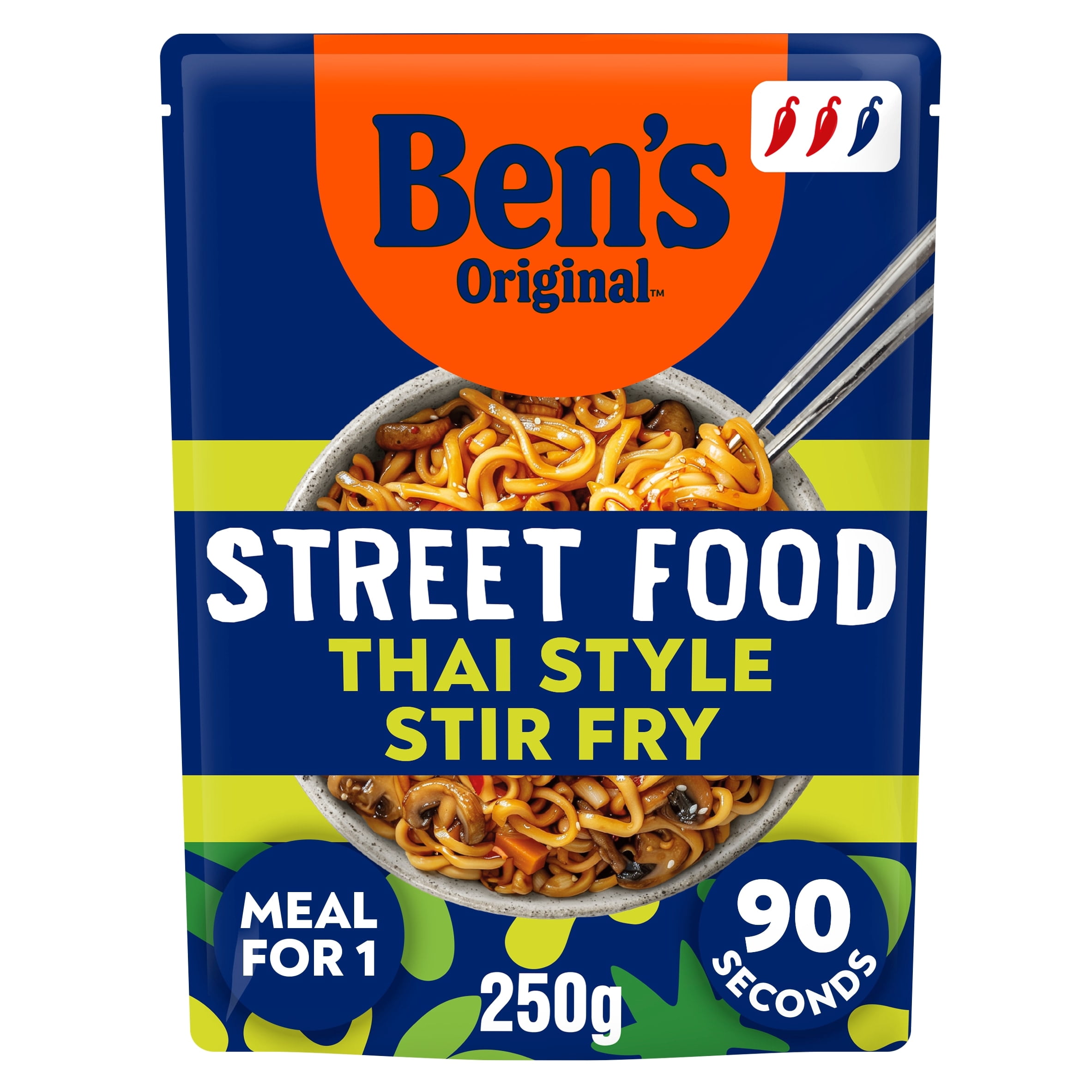 Bens Original Street Food Thai Stir Fry Microwave Instant Noodles Ready Meal 250g, Imported from Britain