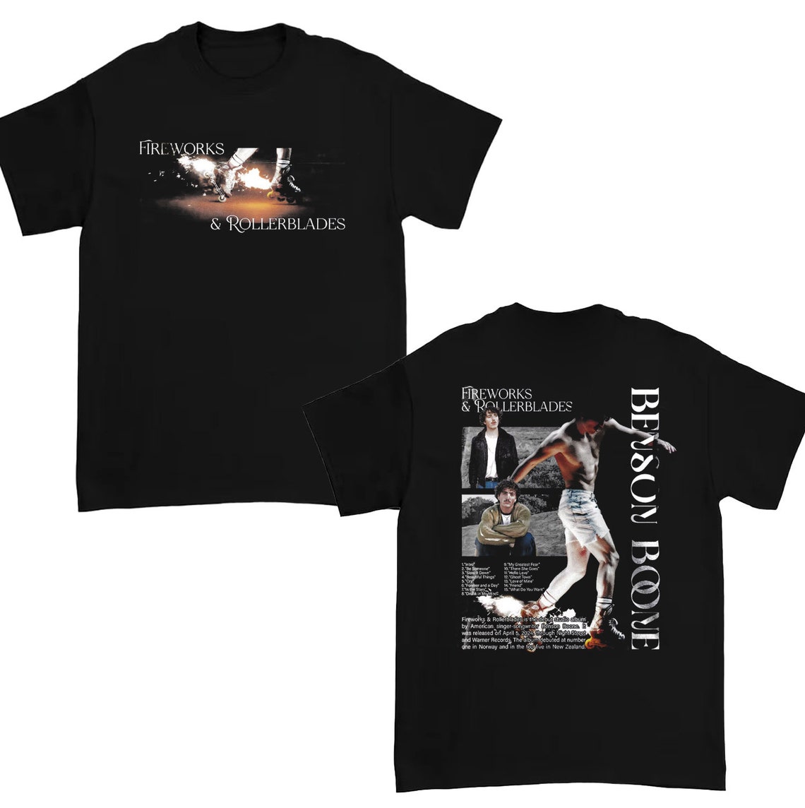 Benson Boone Fireworks and Rollerblades 2024 World Tour Shirt, Benson