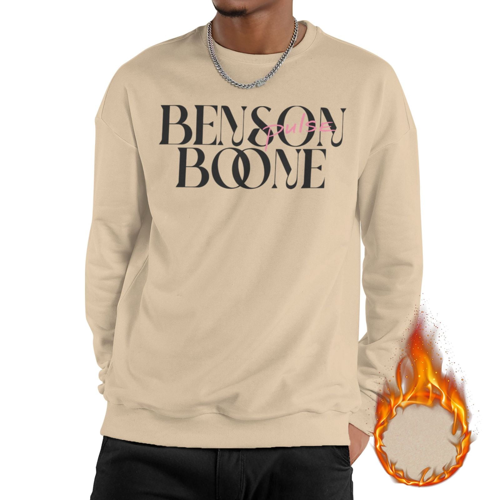 Benson Boone Men's Fleece Park Neck Sweatshirt Moisture Wicking