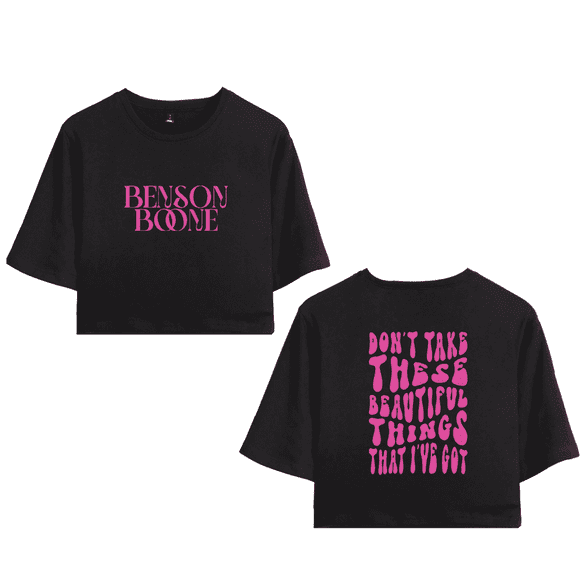 Benson Boone Merch Crop Top T-shirt Beautiful Thing Lyrics T Shirt Women Girls Short Sleeve Tees Merch
