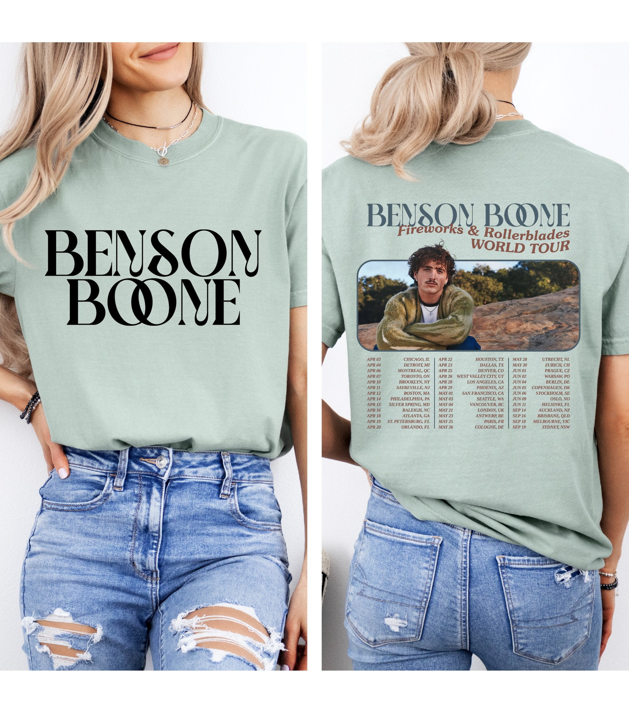 Benson Boone Shirt Fireworks and Rollerblades World Tour Shirt Benson