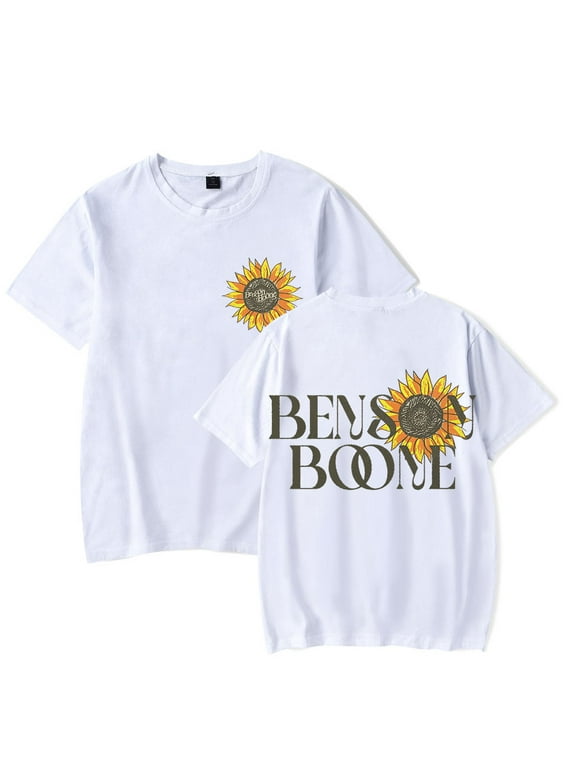 Benson Boone Sunflowers T-shirt Women Men Vintage Tee Fashion HipHop Short Sleeve