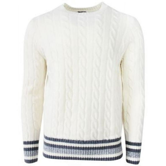 Benson Mens Aspen Wool Cable-Knit Sweater Medium Cream - NWT $245