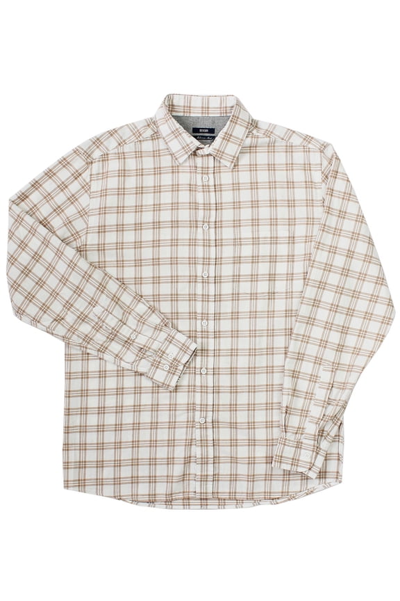 Mens Mckenzie Relaxed-Fit Plaid Flannel Shirt Medium Brown/White - NWT