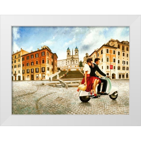 Benson, Pierre 18x15 White Modern Wood Framed Museum Art Print Titled - Lovers in Rome