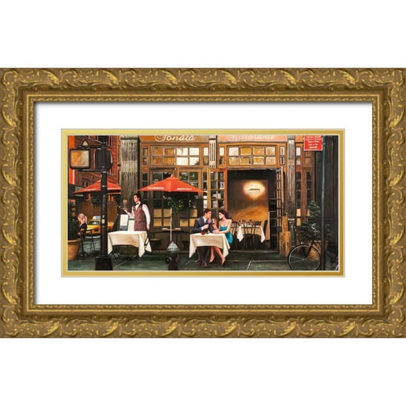 Benson, Pierre 32x18 Gold Ornate Wood Framed with Double Matting Museum Art Print Titled - Cheers!