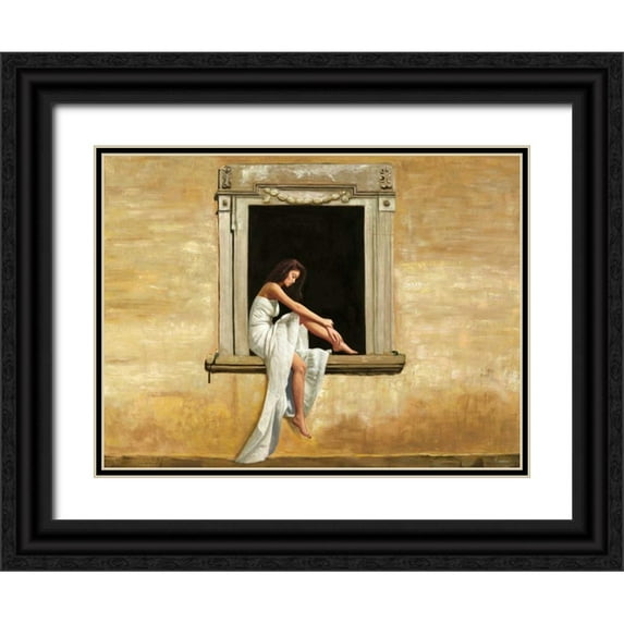 Benson, Pierre 32x25 Black Ornate Wood Framed with Double Matting Museum Art Print Titled - Italian Afternoon