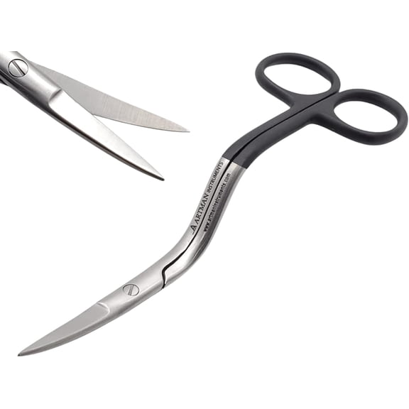 Bent Handle Curved Embroidery Scissors - 6 Inch Applique for Machine Embroidery, Fabric Stitches, and Crafting Premium Stainless Steel with Precis Blades