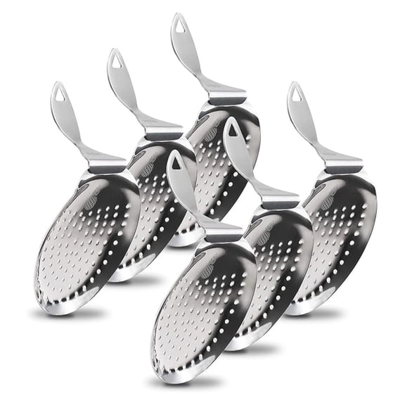 Bent Handle Julep Strainer - Stainless Steel Cocktail Strainer (6 Strainers/ Bar Pack, Polished Finish) Six Strainers / Commercial Bar Pack, Polished Finish