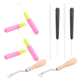 thumbnail image 1 of Bent Latch Hook Crochet Needle Hook, Include Wooden Plastic for Hair Carpet Making, 1 of 9