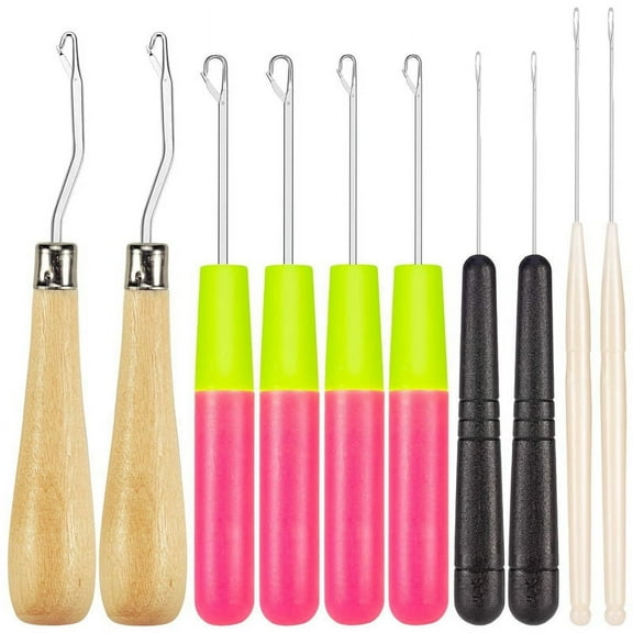 Bent Latch Hook Crochet Needle Hook, Include Wooden Plastic for Hair Carpet Making