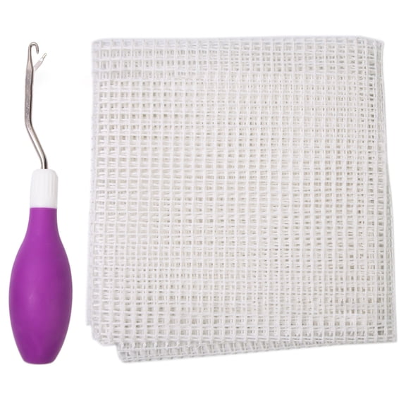 Bent Locking Hook Crochet Needle with Mesh Canvas for Rug Carpet Making and Art Craft, Crochet Hook with Locking Hook