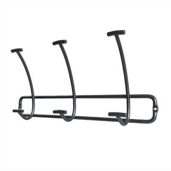 Bent Wire 3 Hooks Rail Black Wall Mounted Steel Coat Rack, Powder-Coated Decorative Hook Racks
