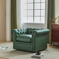 thumbnail image 1 of Bentar Chesterfield Swivel Club Chair with Button-Tufted Faux Leather, Nailhead Trim, Scrolled Arms, 360° Rotation, Green, 1 of 8