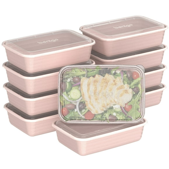 Bentgo Prep - 20-Piece 1-Compartment Reusable Meal Prep Containers with Lids, PFAS & BPA Free Materials, Durable, Microwave, Freezer, & Dishwasher Safe To Go Food Storage (Peony Glitter)