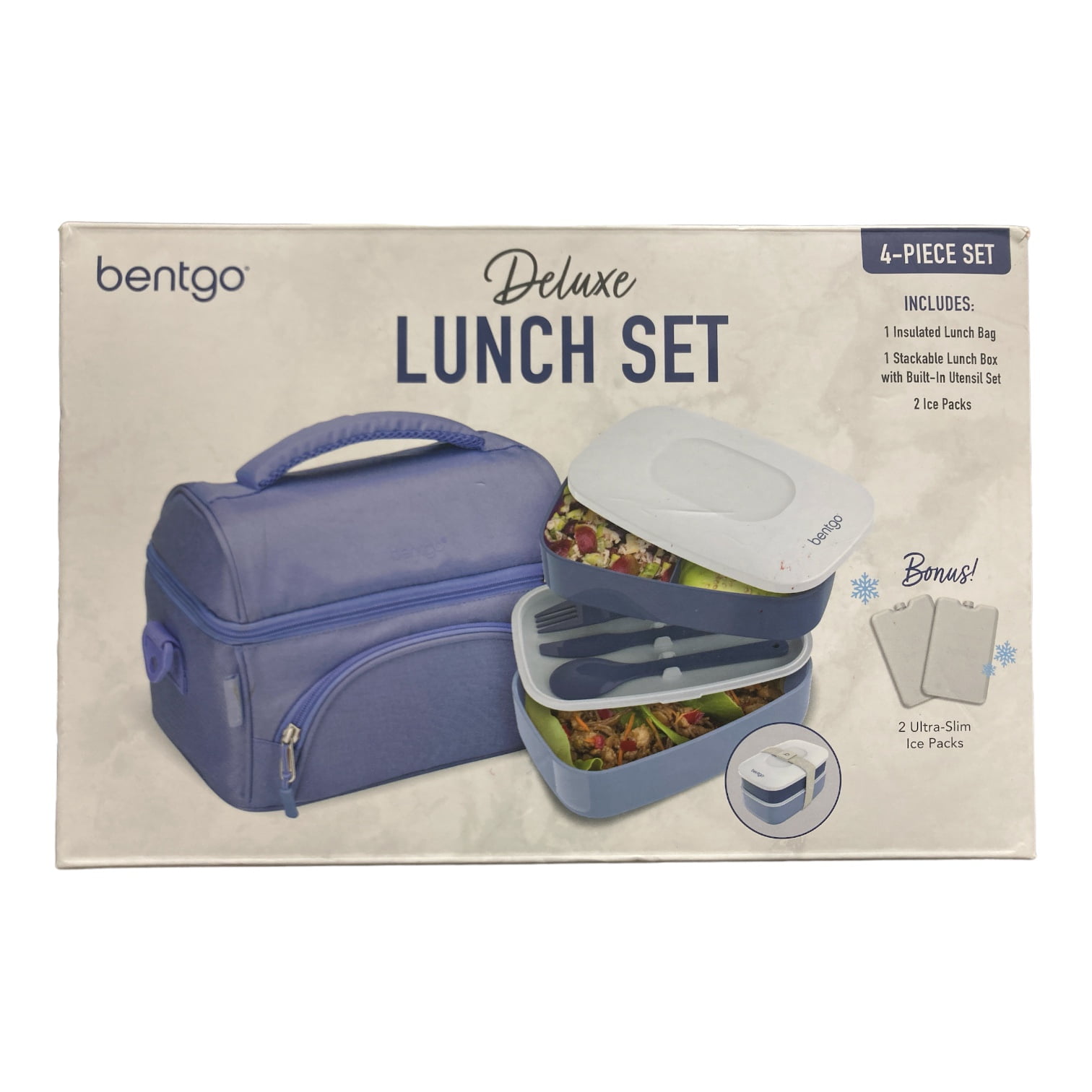 Bentgo 4Piece Deluxe Set With Insulated Lunch Bag, Ice Packs & Bento