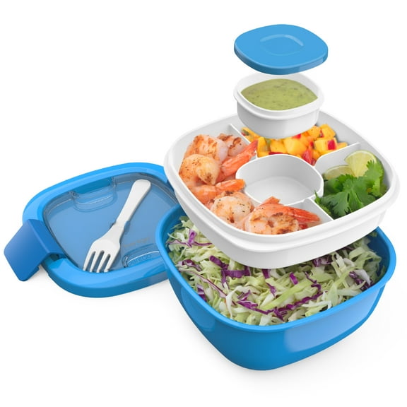 bentgo Salad Container 5-Compartment Blue 54 oz. (BGOSAL-B)