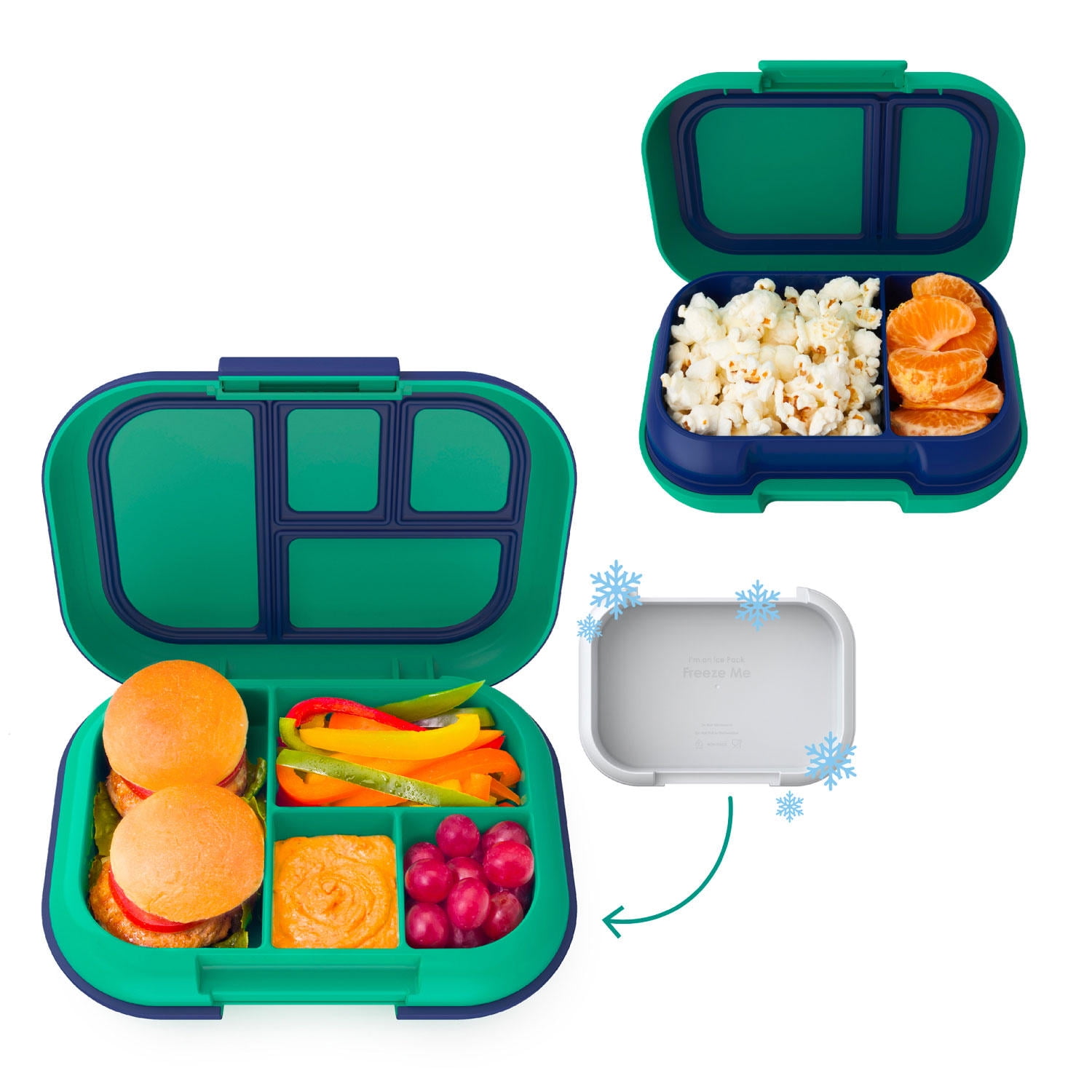 Genteen Premium Kids Lunch Box - Kids Chill Bento Box with 3 Compartments  and Removable Ice Pack for Measl and Snacks,Toddler Lunch Box for