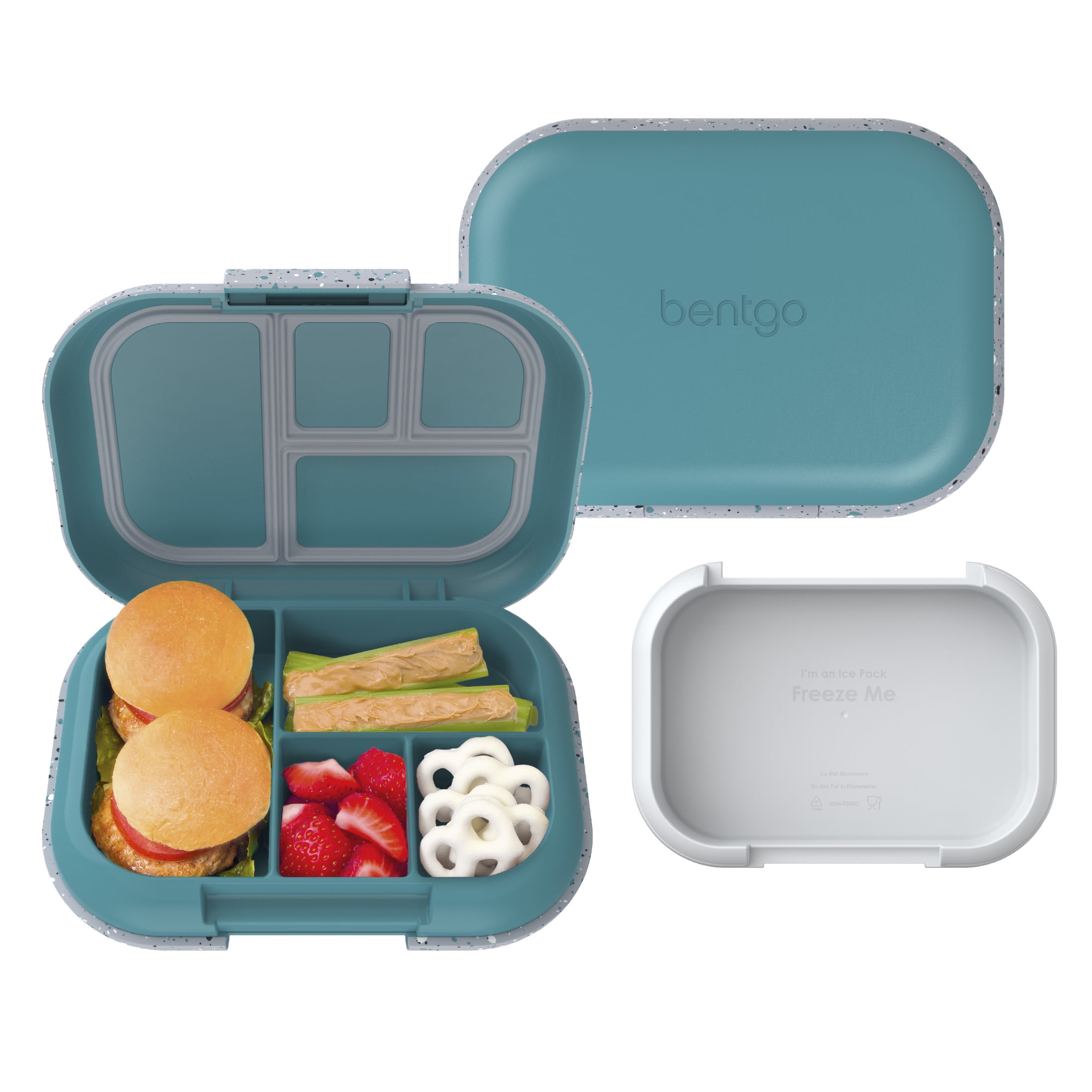 Bentgo Chill Kids Leak-Proof Lunch Box - 4-Compartment Bento Box with Built-In Ice Pack, 3.3 Cup Capacity, PFAS & BPA-Free, Microwave & Dishwasher Safe, Ideal Size for Ages 3 to 7 (Truly Teal)