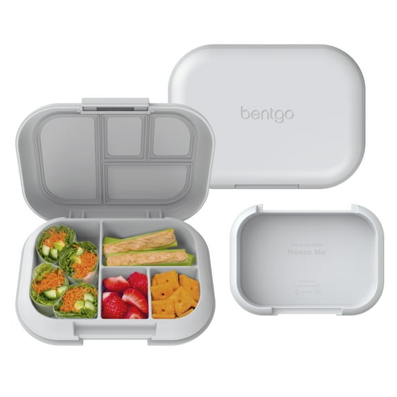 Bentgo Chill Kids Leak-Proof Lunch Box - 4-Compartment Bento Box with Built-In Ice Pack, 3.3 Cup Capacity, PFAS & BPA-Free, Microwave & Dishwasher Safe, Ideal Size for Ages 3 to 7 (Gray)