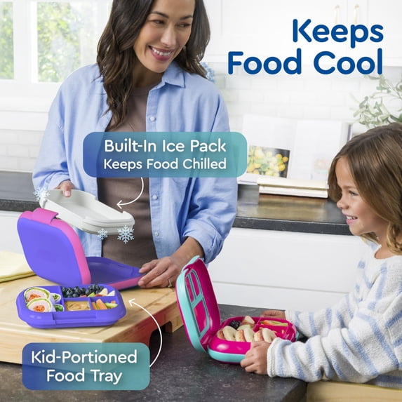 Bentgo Chill Leak-proof Lunch Box - 4-compartment Bento With Built-in Ice Pack 3.3 Cup Capacity & Microwave Dishwasher Safe Ideal Size For Ages 3 To 7 (electric Violet)