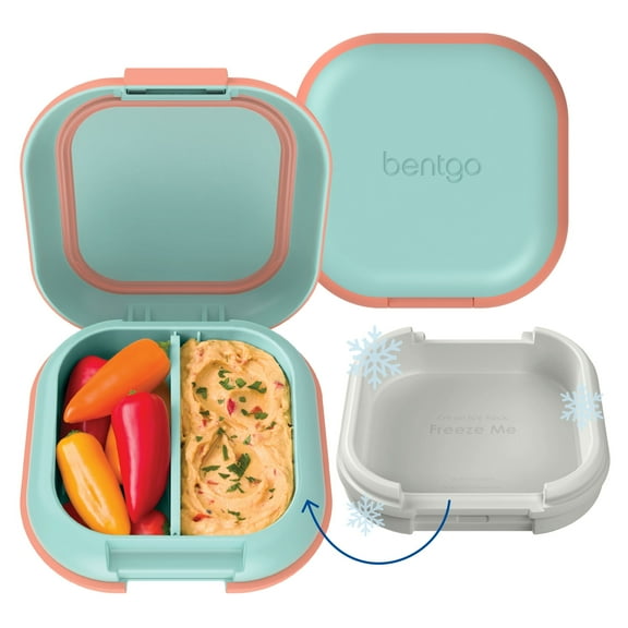 Bentgo Chill Mini Leak-Proof Lunch Box – Built-In Ice Pack Keeps Food Cold, 2.7-Cup Capacity for Snacks or Sandwich, 3 or 4 Compartments, PFAS & BPA-Free, Ideal for Adults & Kids 3+ (Seaside Papaya)
