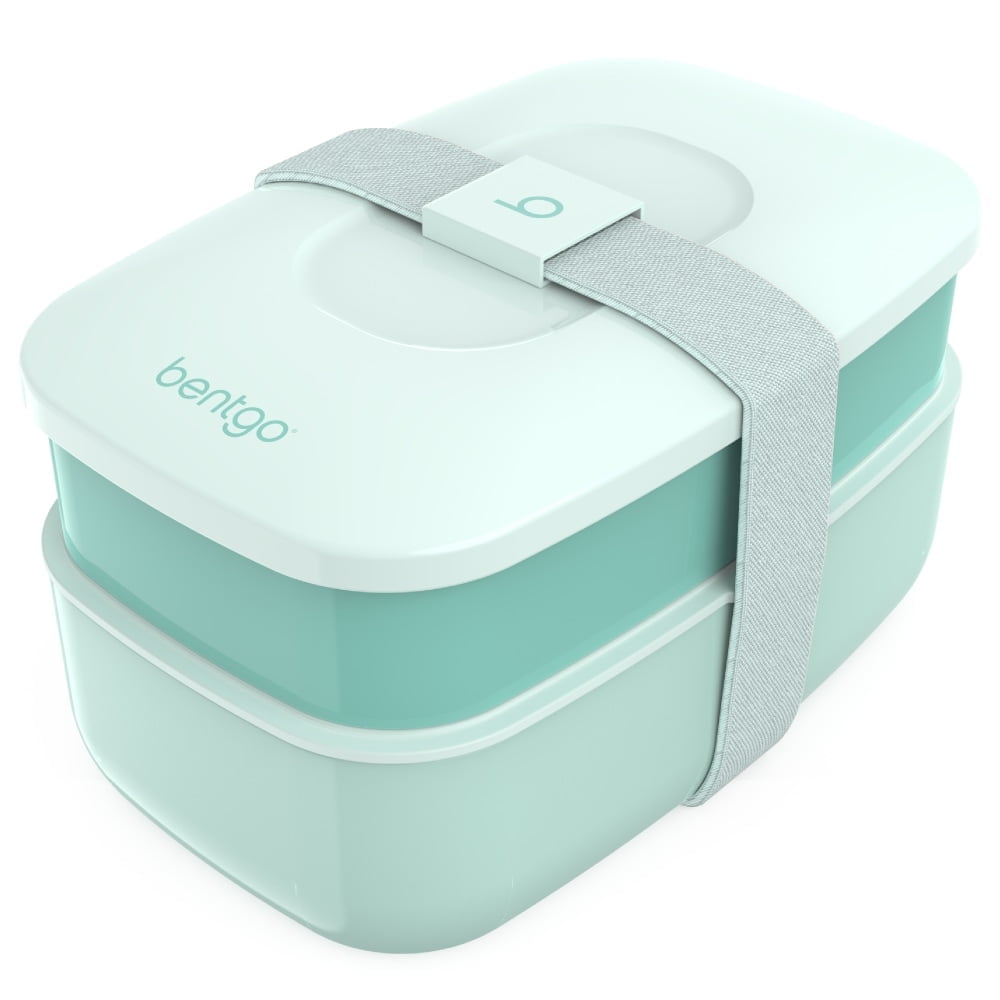 Aqua Stackable Bento Lunch Box with Built-in Utensils