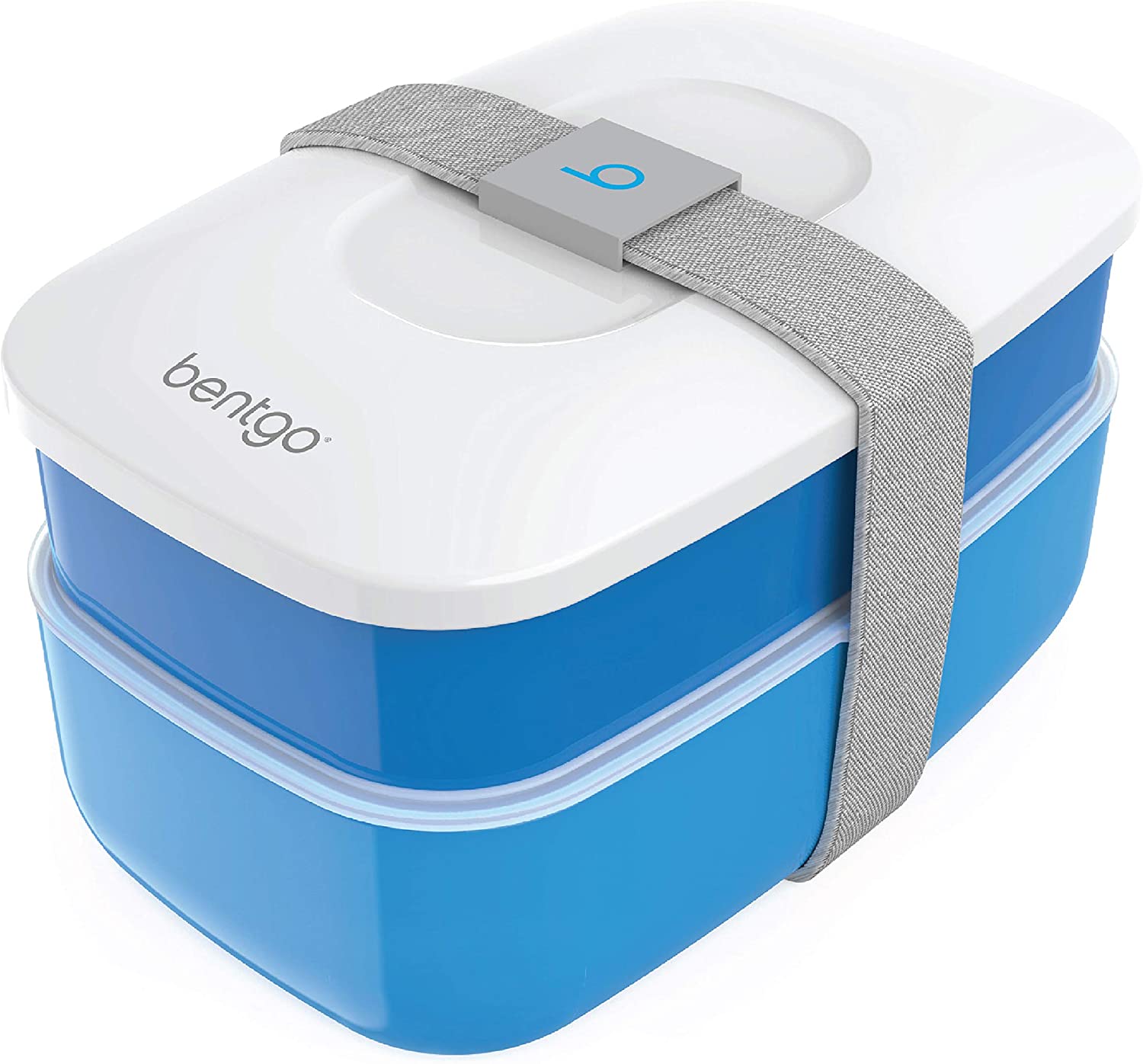 Bentgo Classic (Blue) - All-in-One Stackable Lunch Box Solution - Sleek and Modern Bento Box Design Includes 2 Stackable Containers, Built-in Plastic Silverware, and Sealing Strap - image 1 of 5