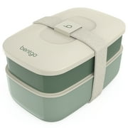 Bentgo Classic - Modern Bento-Style Design Includes 2 Stackable Containers, Built-in Plastic Utensil Set, and Nylon Sealing Strap (Khaki Green)