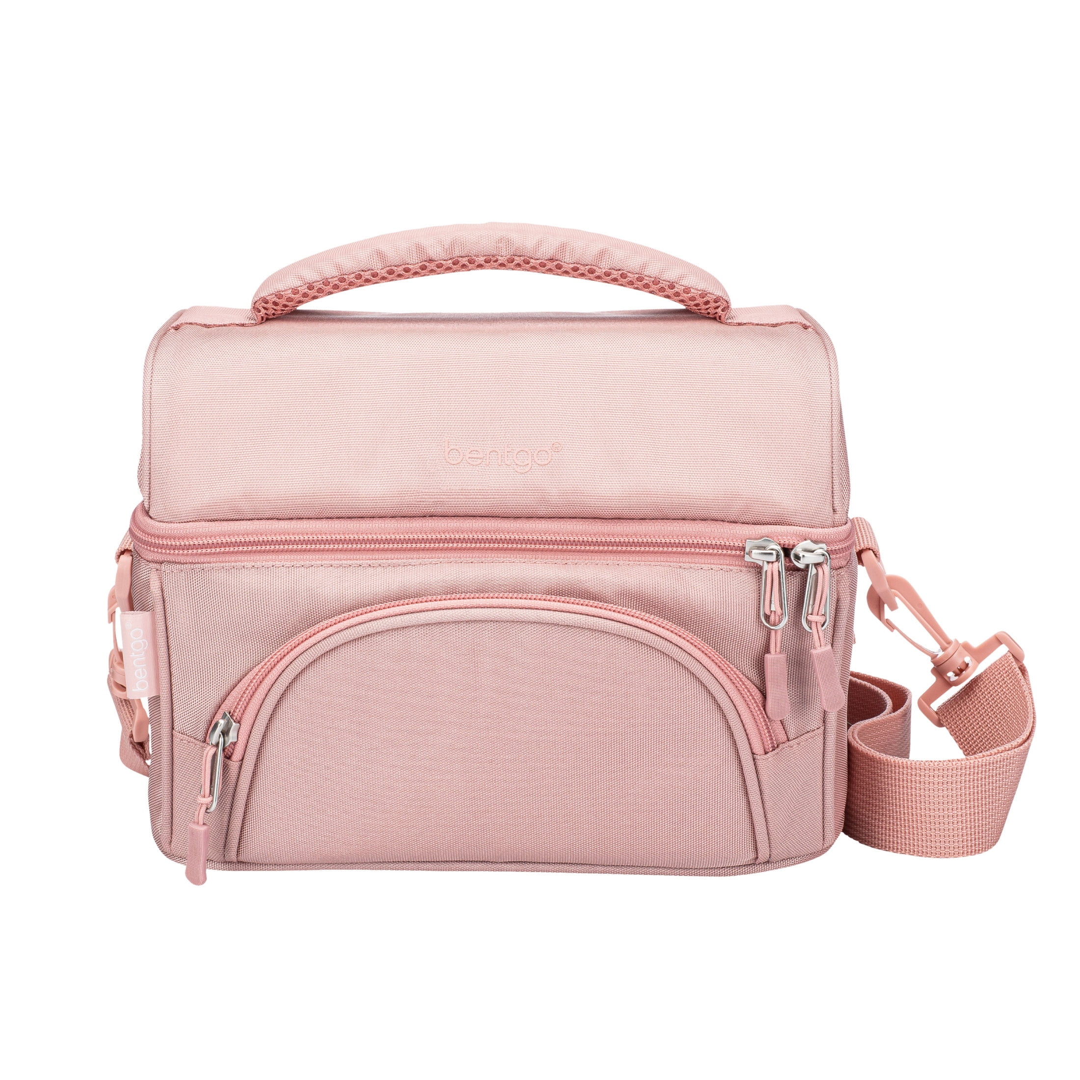 Bentgo Deluxe Lunch Bag - Durable and Insulated Lunch Tote with Zippered Outer Pocket, Internal Mesh Pocket, Padded & Adjustable Straps, & 2-Way Zippers - Fits Most Bentgo Lunch Boxes (Blush)