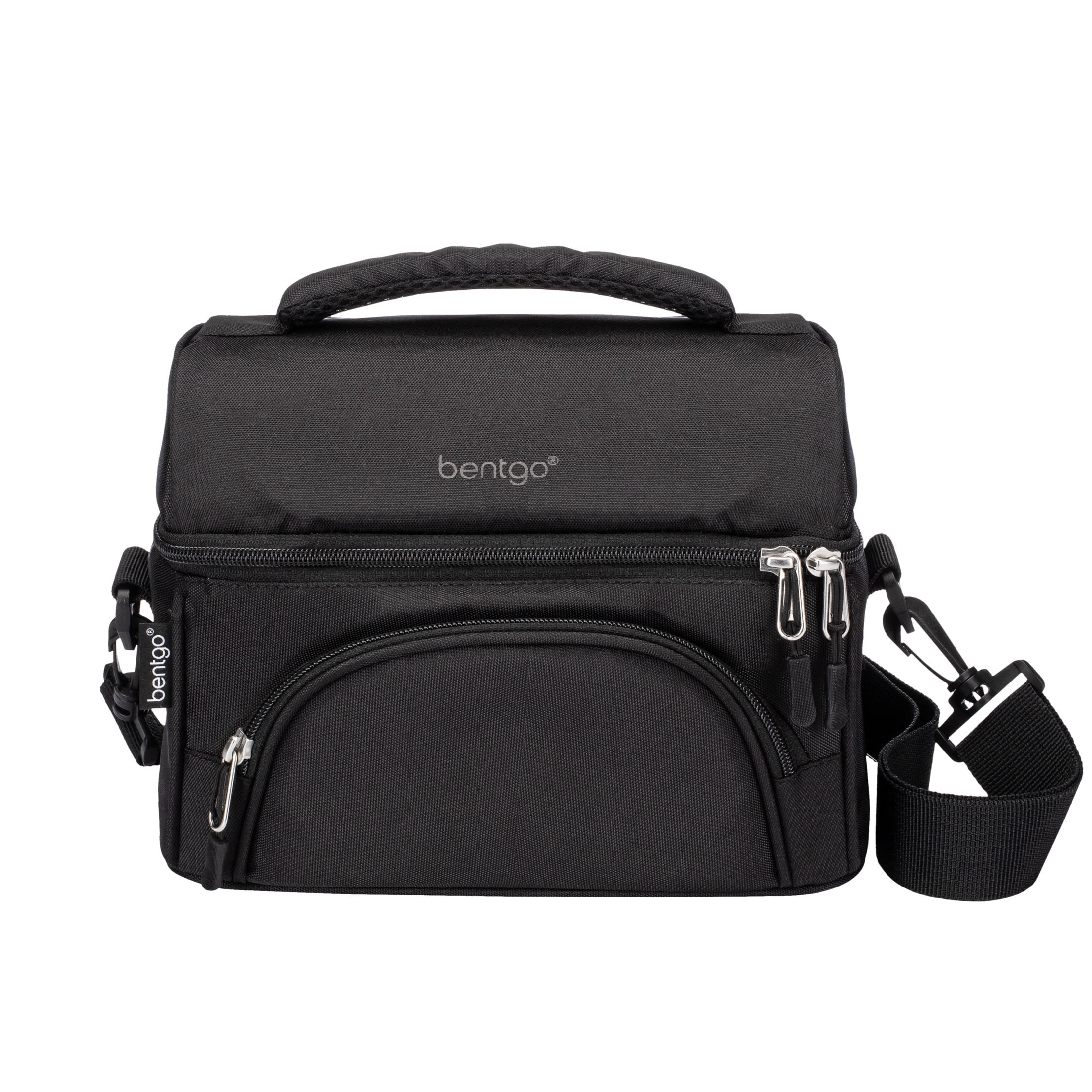 Bentgo Deluxe Lunch Bag - Durable and Insulated Lunch Tote with Zippered Outer Pocket, Internal Mesh Pocket, Padded & Adjustable Straps, & 2-Way Zippers - Fits Most Bentgo Lunch Boxes (Carbon Black)