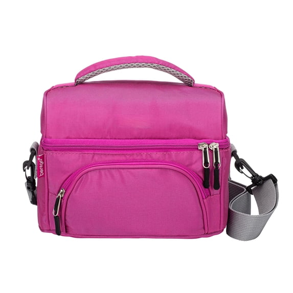 Bentgo Deluxe Lunch Bag - Durable And Insulated Tote With Zippered Outer Pocket Internal Mesh Padded & Adjustable Straps 2-way Zippers Fits Boxes (purple)