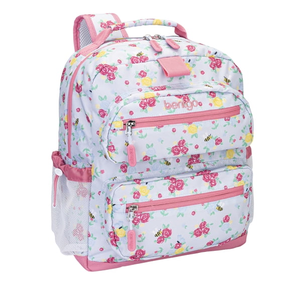 Bentgo Kids Print Backpack - Lightweight 14” Backpack for School, Travel & Daycare, Ideal for Ages 4+, Durable & Water-Resistant, Roomy Interior, & Loop for Lunch Bag (Blooming Floral)