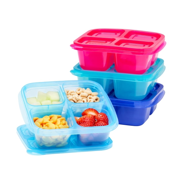 Bentgo Easyboxes 4-compartment Snack Containers - 8-piece Set With 4 Trays & 4 Custom-fit Lids To Seal In Freshness Reusable Food Storage Meal Prep Bento (jewel Brights)