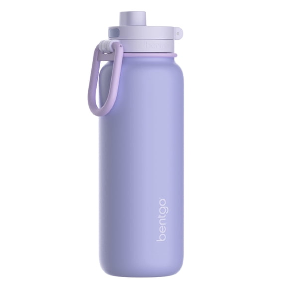 Bentgo Flip 2-in-1 Straw & Chug Leak-Proof Insulated Water Bottle, 24 fl oz (Lilac Cloud)