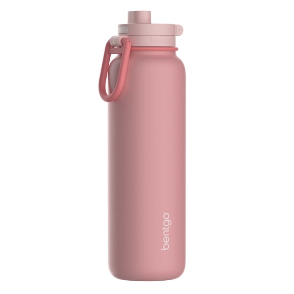 Bentgo Flip 2-in-1 Straw & Chug Leak-Proof Insulated Water Bottle, 32 fl oz (Blushing)