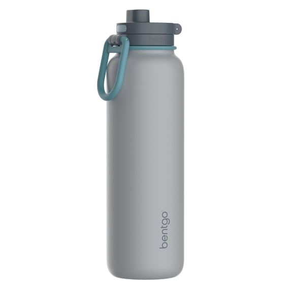 Bentgo Flip 2-in-1 Straw & Chug Leak-Proof Insulated Water Bottle, 32 fl oz (Gray Surf)