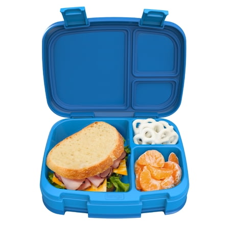 bentgo fresh – leak-proof, versatile 4-compartment bento-style lunch box with removable divider, portion-controlled meals for teens and adults on-the-go – bpa-free, food-safe materials (blue)