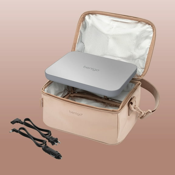 Bentgo Heat - Electric Lunch Bag & Food Warmer for Reheating Meals in Car, at Work & More - Heated Lunch Box Warmer for Adults, Students & Shift Workers, 12V/24V Auto & 120V Wall Cords (Sand)