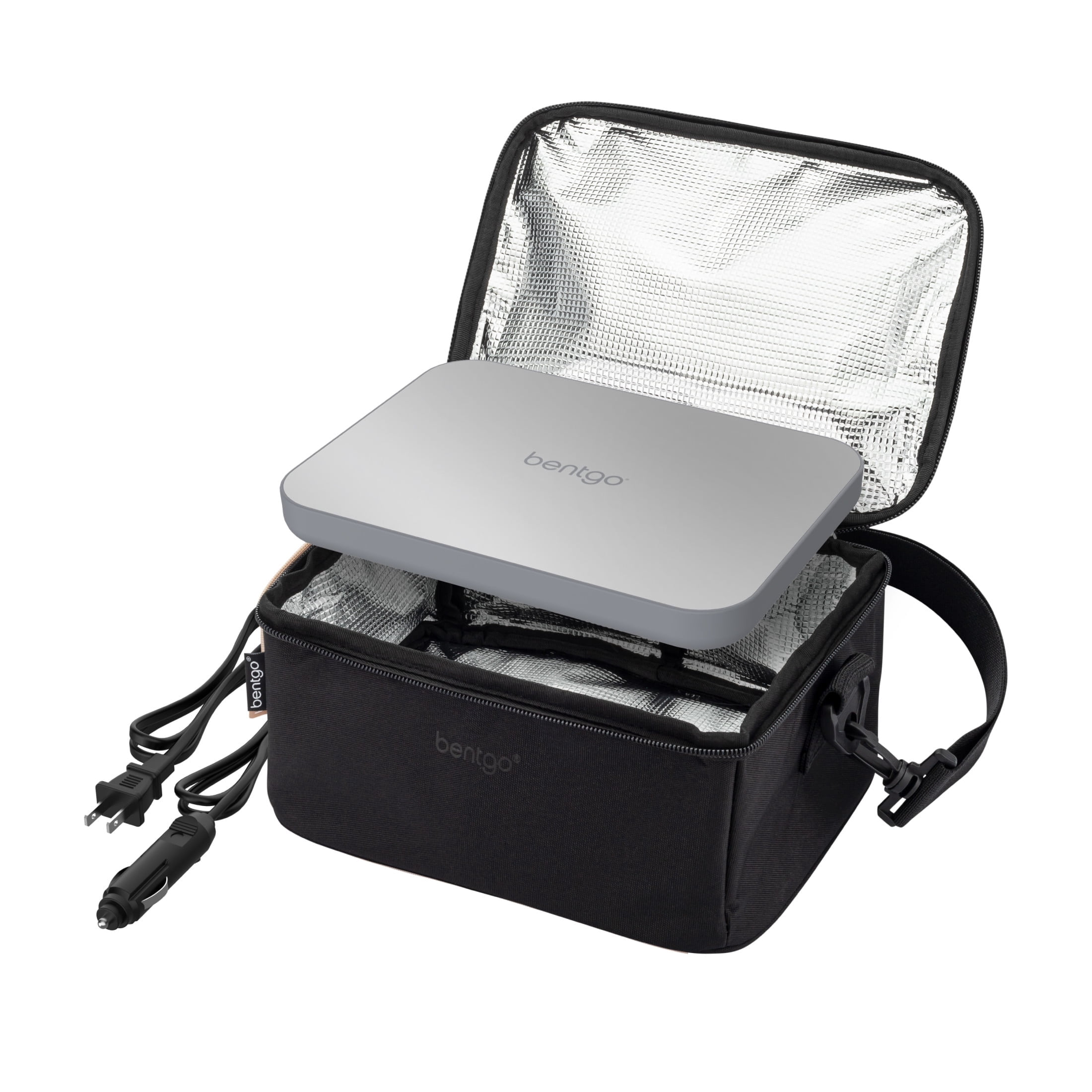 Bentgo Heat - Electric Lunch Bag & Food Warmer for Reheating Meals in Car, at Work & More - Heated Lunch Box Warmer for Adults, Students & Shift Workers, 12V/24V Auto & 120V Wall Cords (Carbon Black)