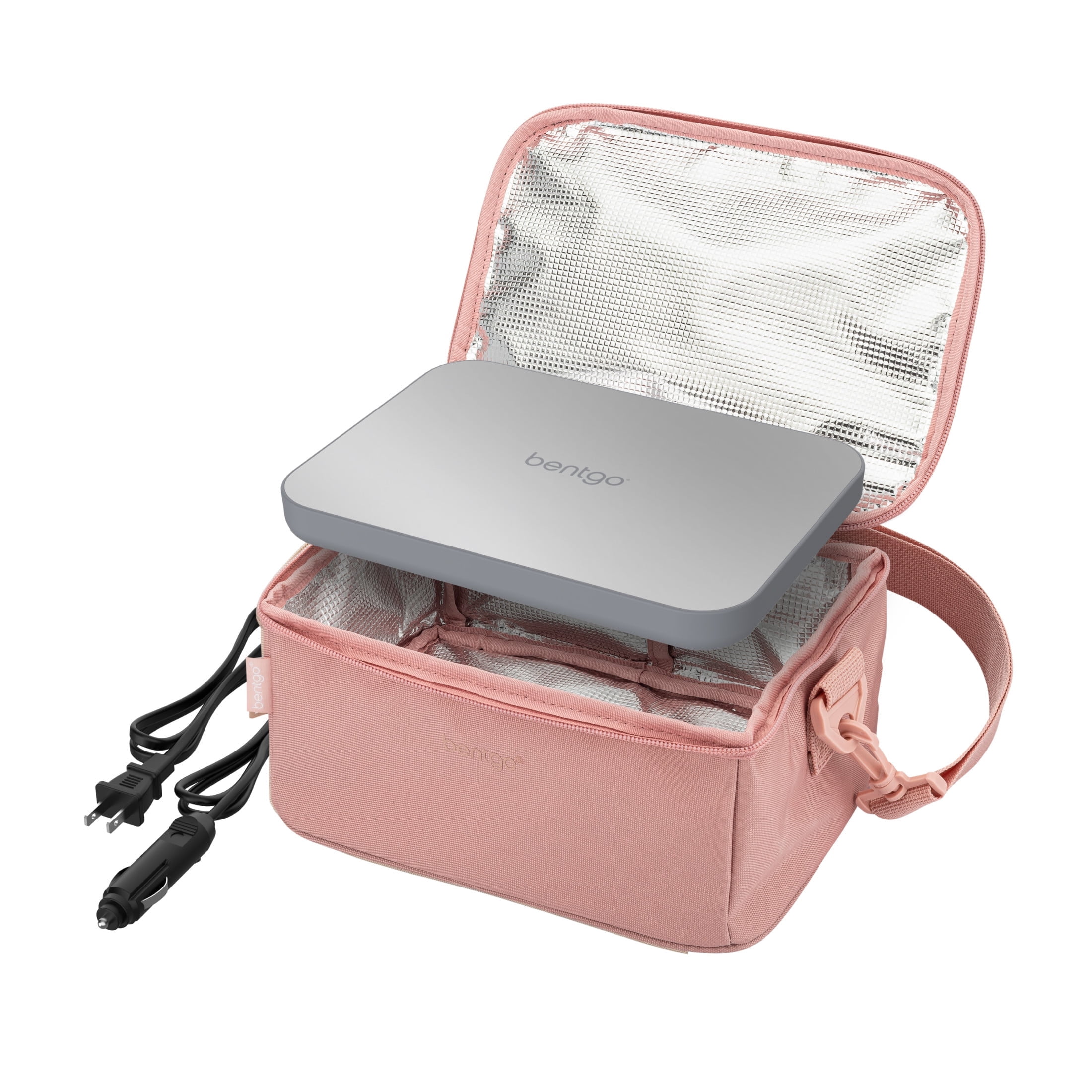 Bentgo Heat - Electric Lunch Bag & Food Warmer for Reheating Meals in Car, at Work & More - Heated Lunch Box Warmer for Adults, Students & Shift Workers, 12V/24V Auto & 120V Wall Cords (Blush)